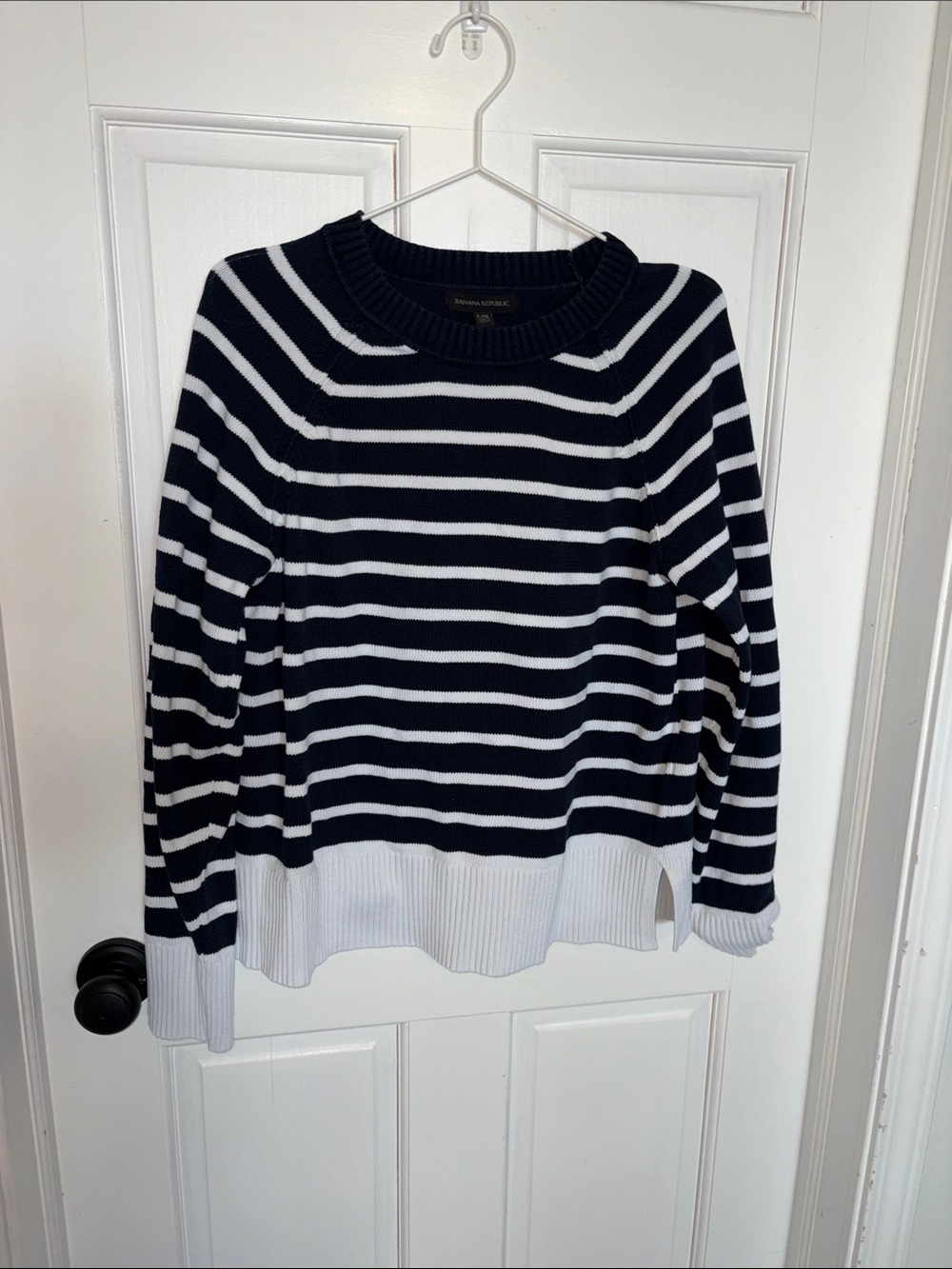 Banana Republic Navy & White Striped Scoopneck Sweater